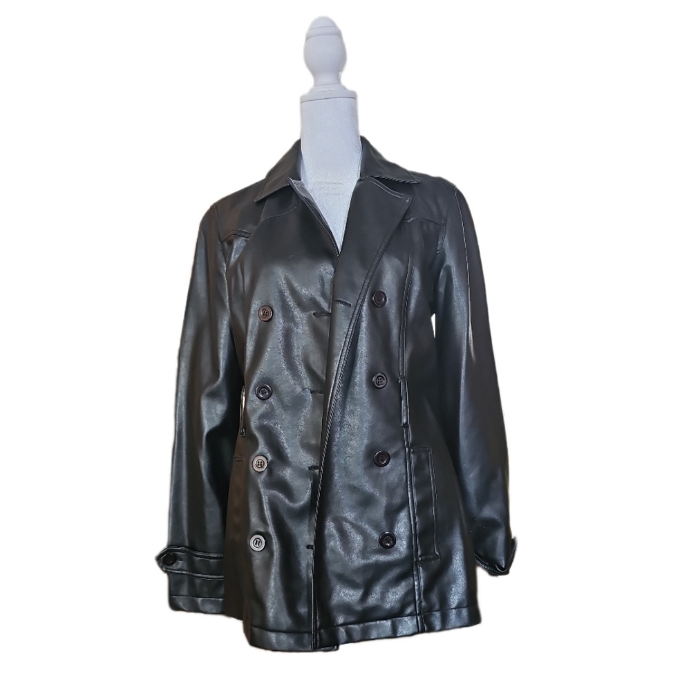 Black Double-Breasted Leather Jacket